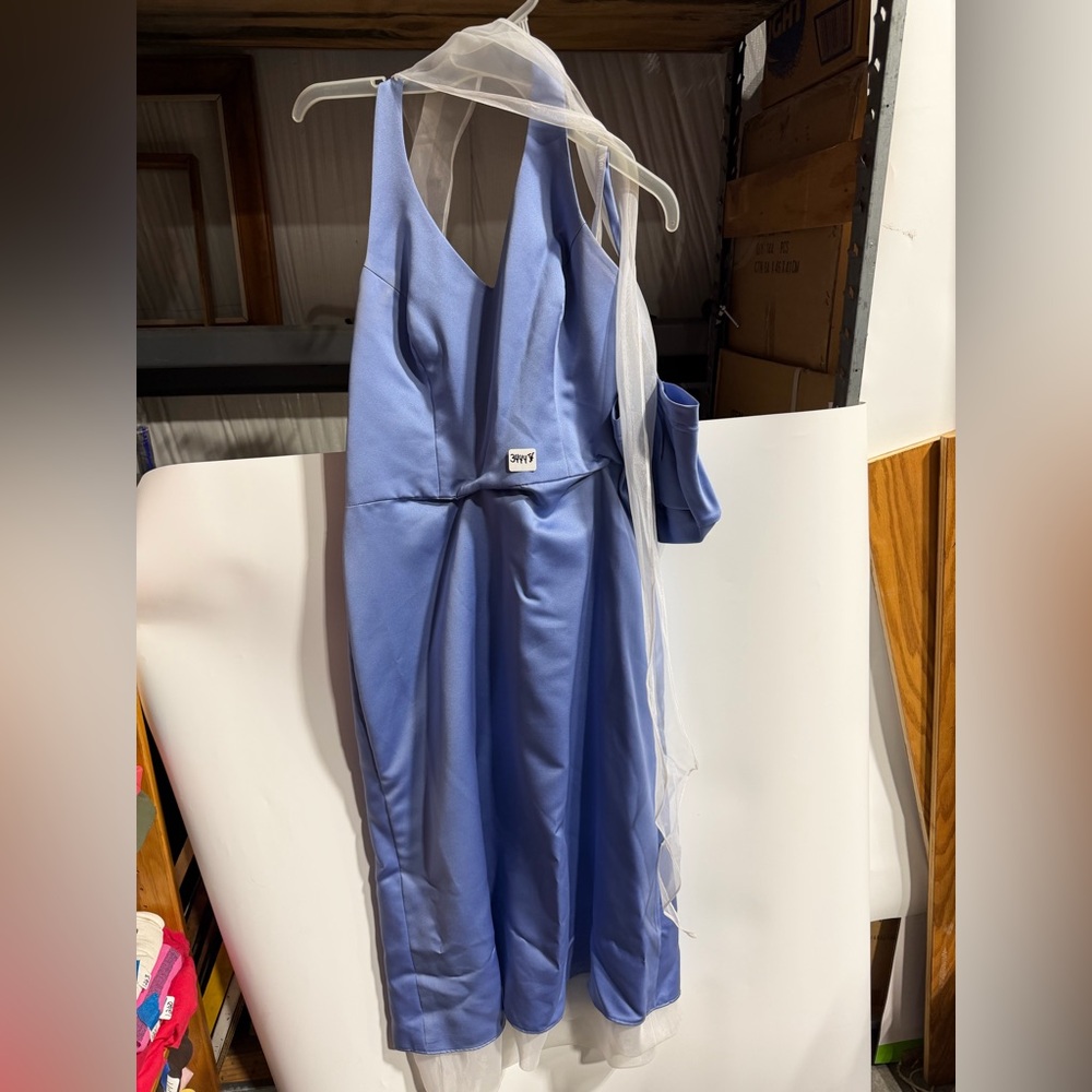#3444JF-Women’s One-Shoulder Dress in Periwinkle Blue